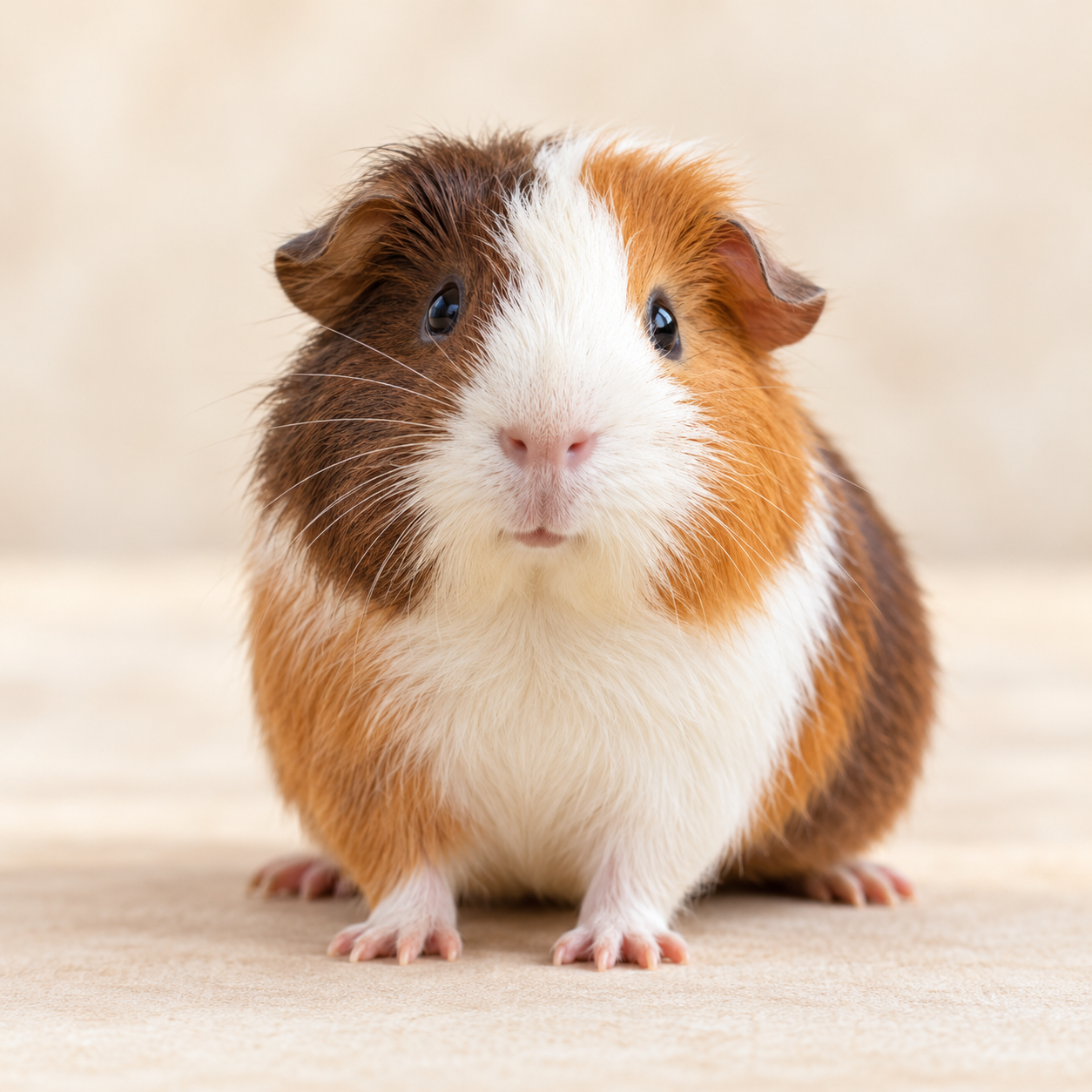 Een bruine en witte cavia